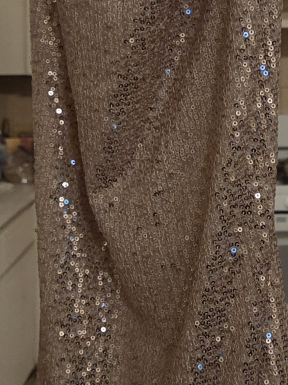 Sequin Midi Dress in Champagne by